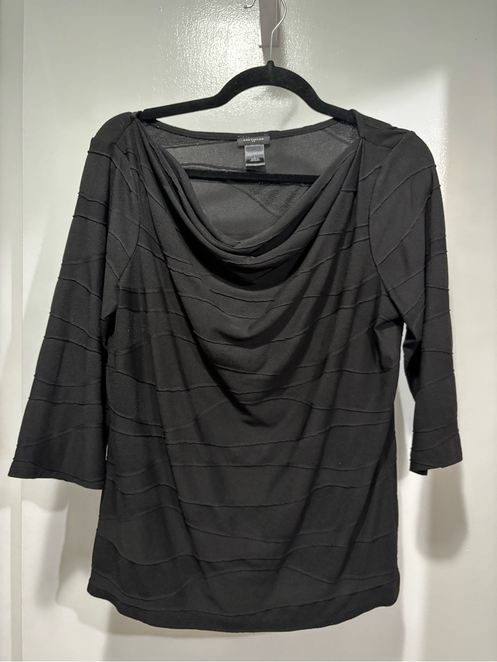 Ann Taylor Black Knit Top with Cowl Neck Large
